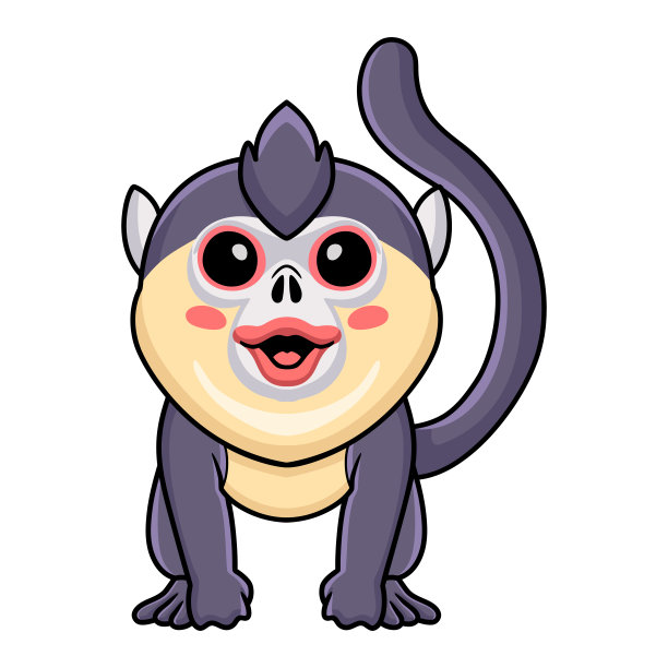 可爱的小翘鼻子猴子卡通坐姿图片 可爱的小翘鼻子猴子卡通坐姿图片下载
