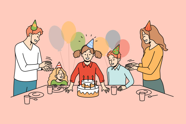 快乐的父母和孩子庆祝生日图片 快乐的父母和孩子庆祝生日图片下载