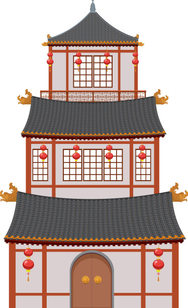 白色背景的中国传统建筑图片 白色背景的中国传统建筑图片下载