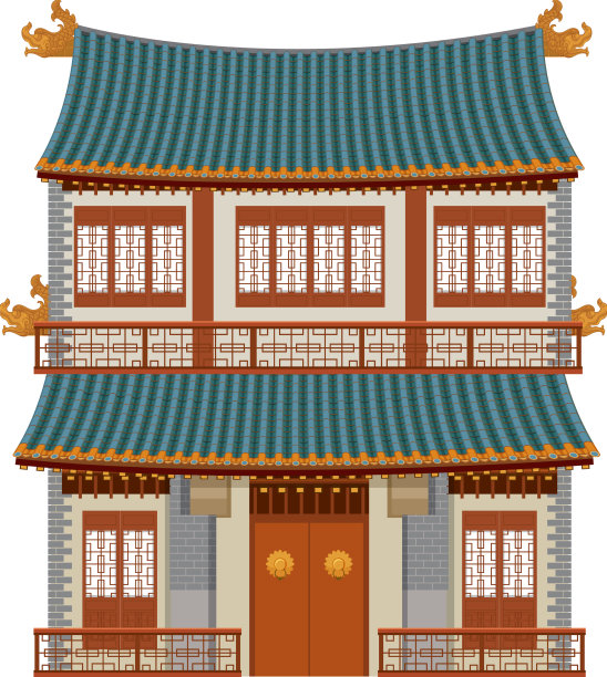 白色背景的中国传统建筑图片 白色背景的中国传统建筑图片下载
