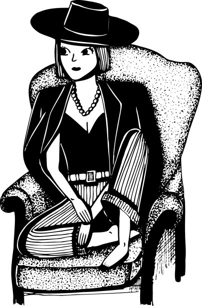 一个女孩坐在那里,戴着一顶时髦的黑色帽子,穿着夹克图片 一个女孩坐在那里,戴着一顶时髦的黑色帽子,穿着夹克图片下载