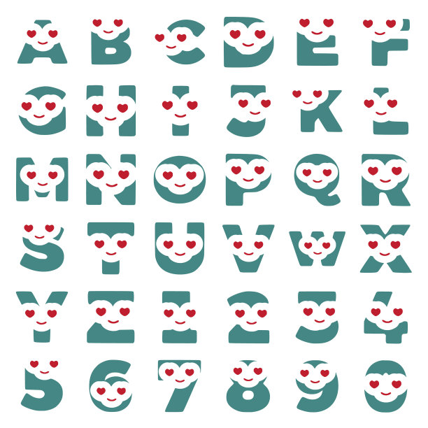 一套可爱的爱情字符字母和数字图片 一套可爱的爱情字符字母和数字图片下载