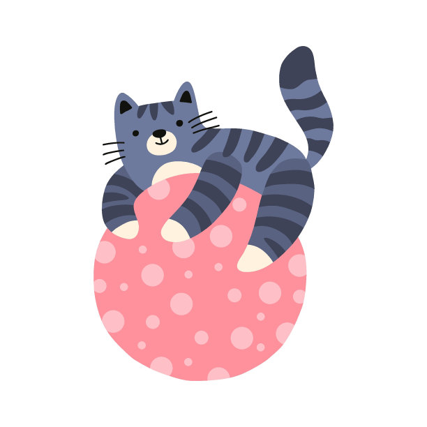 矢量插图有趣好玩的猫骑一个大球图片 矢量插图有趣好玩的猫骑一个大球图片下载