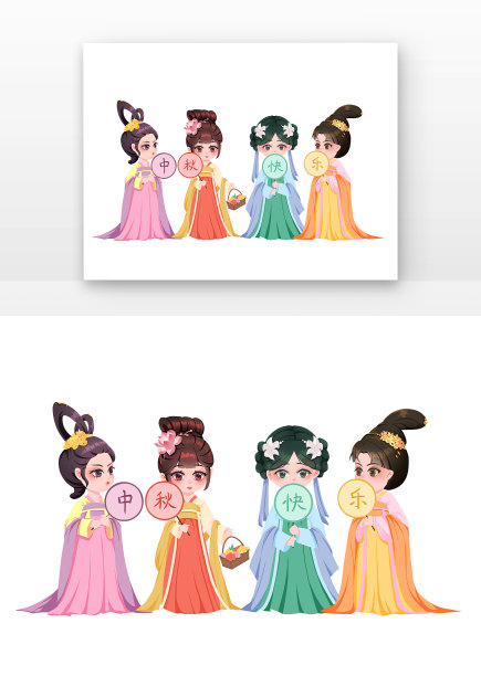 国潮古风女孩中秋节中秋快乐图片 国潮古风女孩中秋节中秋快乐图片下载