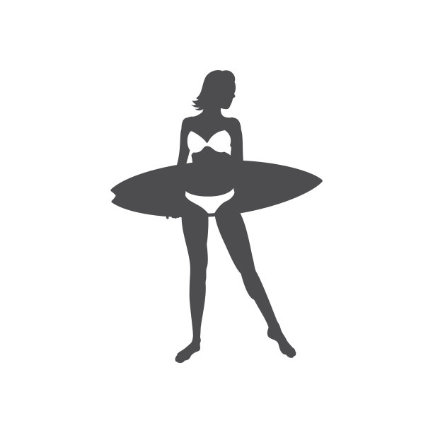 优雅的女性在泳装与冲浪板的姿势图片 优雅的女性在泳装与冲浪板的姿势图片下载