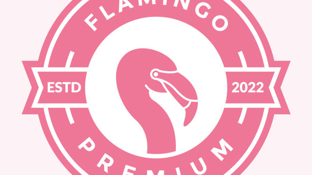 彩色徽章火烈鸟标志设计图形图片 彩色徽章火烈鸟标志设计图形图片下载