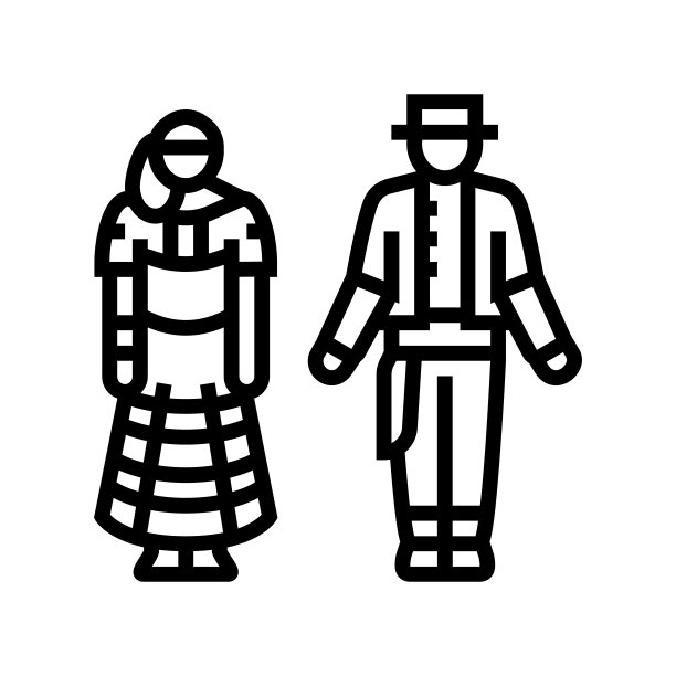 西班牙国家服装线图标矢量插图图片 西班牙国家服装线图标矢量插图图片下载