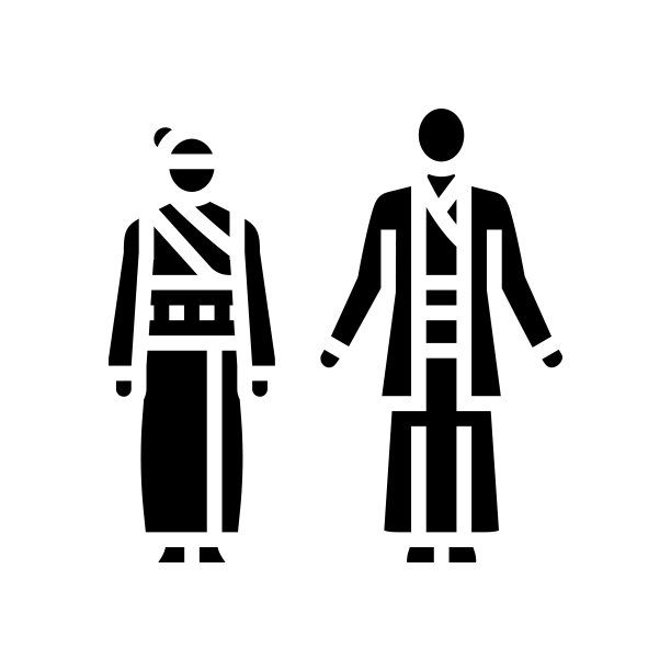 日本民族服装字形图标矢量插图图片 日本民族服装字形图标矢量插图图片下载