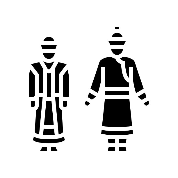 蒙古民族服装字形图标矢量插图图片 蒙古民族服装字形图标矢量插图图片下载