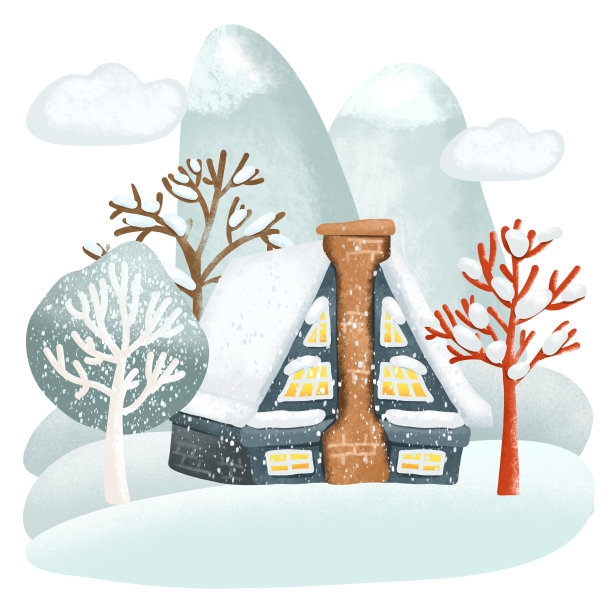白雪覆盖的森林冬天的房子的插图,冬季卡通景观,孤立的插图在一个白色的背景图片 白雪覆盖的森林冬天的房子的插图,冬季卡通景观,孤立的插图在一个白色的背景图片下载