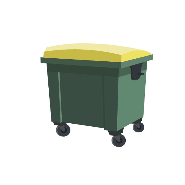 卡通风格白色背景的绿色大垃圾桶。图片 卡通风格白色背景的绿色大垃圾桶。图片下载