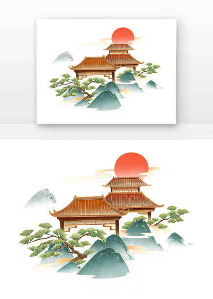 重阳节水墨古风建筑山云树亭台楼阁景观风景图片 重阳节水墨古风建筑山云树亭台楼阁景观风景图片下载