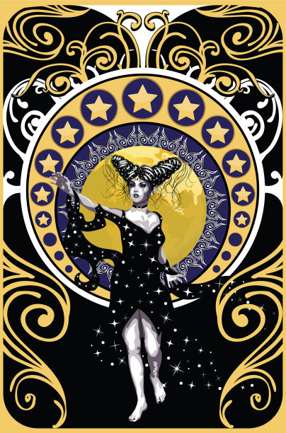 幻想的女巫和花框与月亮图片 幻想的女巫和花框与月亮图片下载