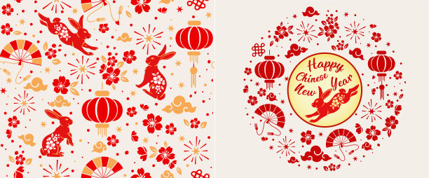 一套祝福中国新年的卡片和横幅图片 一套祝福中国新年的卡片和横幅图片下载