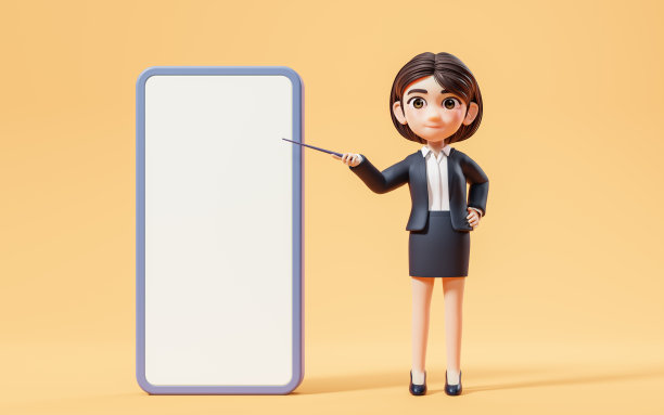商务女孩与手机,3d渲染。图片 商务女孩与手机,3d渲染。图片下载