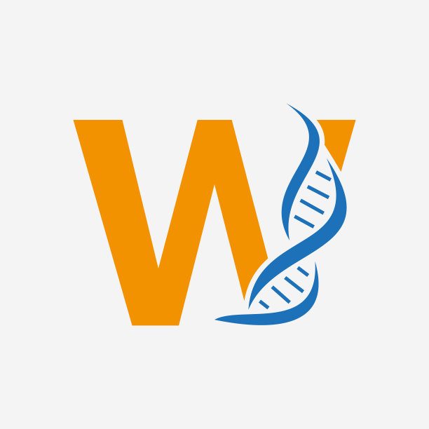 用于医疗标识的字母W矢量模板上的初始DNA标识图片 用于医疗标识的字母W矢量模板上的初始DNA标识图片下载