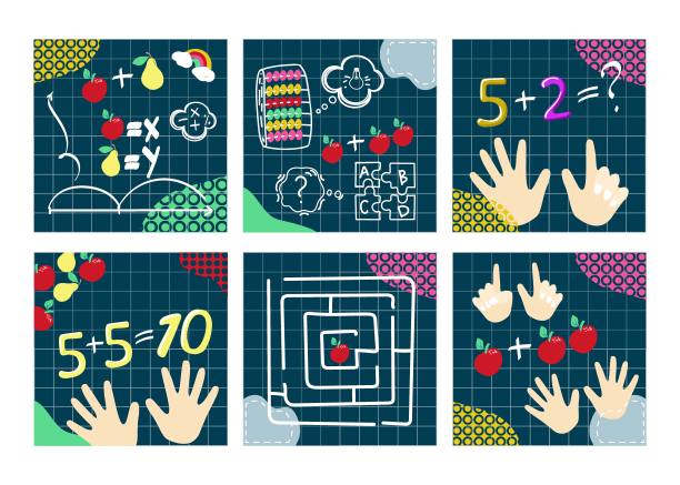 为心算学校、数学课程、创意儿童设计模板。再一次用手指数数。数学。迷宫。拼图。现代设计矢量插图概念的网站设计。图片 为心算学校、数学课程、创意儿童设计模板。再一次用手指数数。数学。迷宫。拼图。现代设计矢量插图概念的网站设计。图片下载