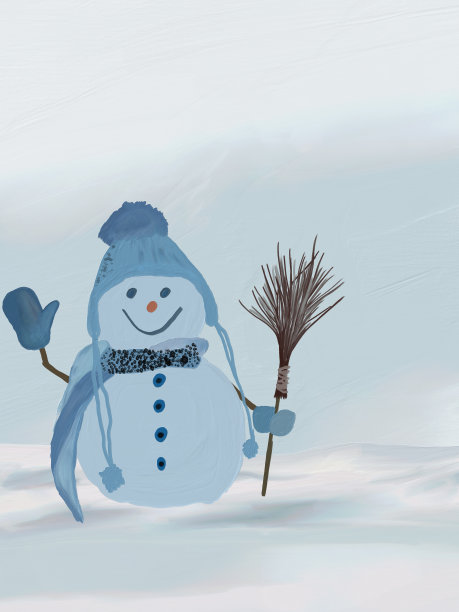 雪人。新年和圣诞节的象征。用油画颜料作画。图片 雪人。新年和圣诞节的象征。用油画颜料作画。图片下载