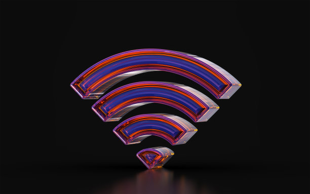 Wifi标识玻璃形态效果对暗背景的3d渲染概念图片 Wifi标识玻璃形态效果对暗背景的3d渲染概念图片下载