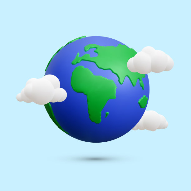 逼真的3d行星地球与蓝色背景上的云。矢量图图片 逼真的3d行星地球与蓝色背景上的云。矢量图图片下载