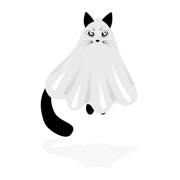 猫万圣节幽灵动物小猫图标矢量插图图片 猫万圣节幽灵动物小猫图标矢量插图图片下载