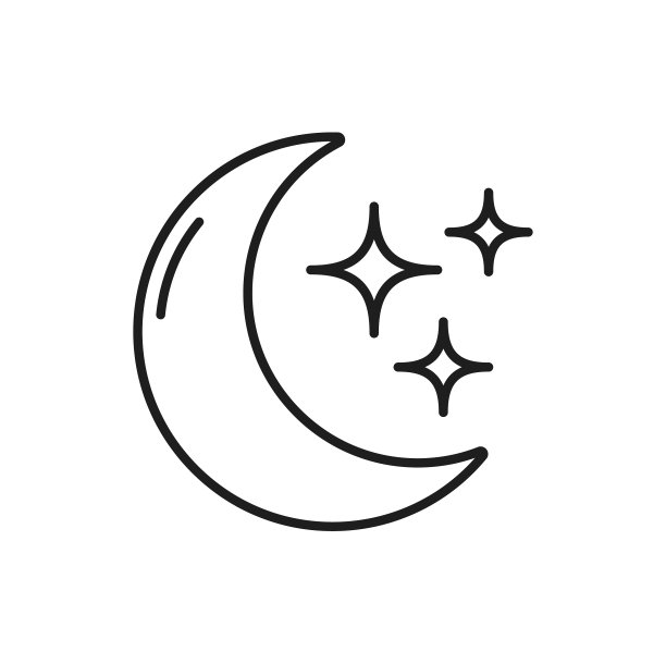 月牙和星星睡觉的时间线性图标图片 月牙和星星睡觉的时间线性图标图片下载