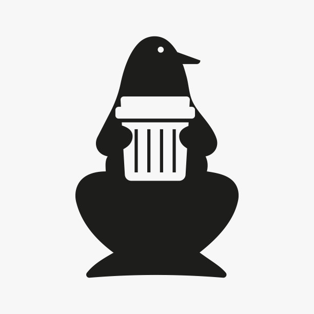 企鹅垃圾标志负空间概念矢量模板。企鹅手握删除符号图片 企鹅垃圾标志负空间概念矢量模板。企鹅手握删除符号图片下载