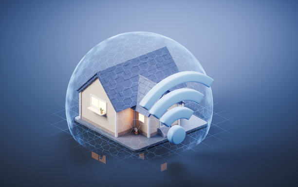 住宅和wifi标识,3d渲染。图片 住宅和wifi标识,3d渲染。图片下载