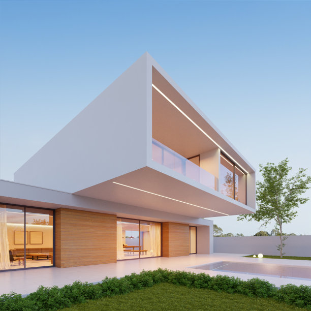 现代豪华住宅的3d效鲜图,夜间配有游泳池和大理石露台。图片 现代豪华住宅的3d效鲜图,夜间配有游泳池和大理石露台。图片下载