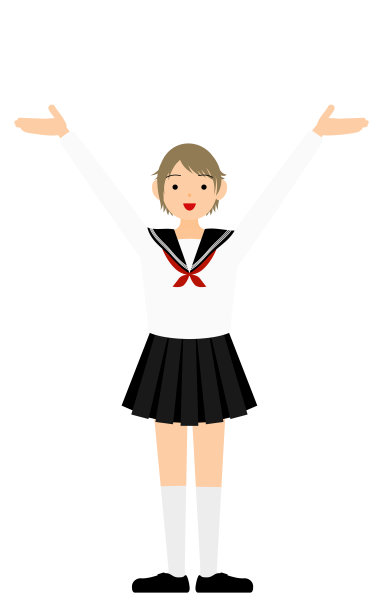 女孩穿着白色学校水手制服,姿势与伸出的手举起图片 女孩穿着白色学校水手制服,姿势与伸出的手举起图片下载