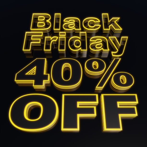 3d渲染的文字说“黑色星期五”和“四折”,黑色风格与黄色霓虹灯,黑色背景,黑色星期五优惠,四折。图片 3d渲染的文字说“黑色星期五”和“四折”,黑色风格与黄色霓虹灯,黑色背景,黑色星期五优惠,四折。图片下载