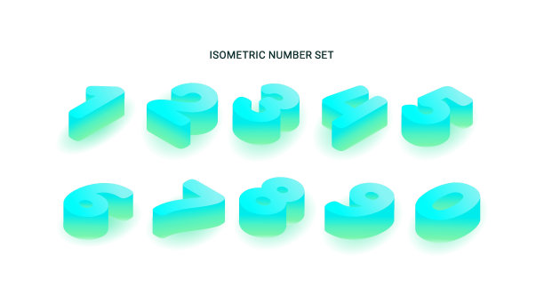 向量等距数集。白色背景上孤立的字体编号。3d模板元素卡片,展示和横幅。图片 向量等距数集。白色背景上孤立的字体编号。3d模板元素卡片,展示和横幅。图片下载