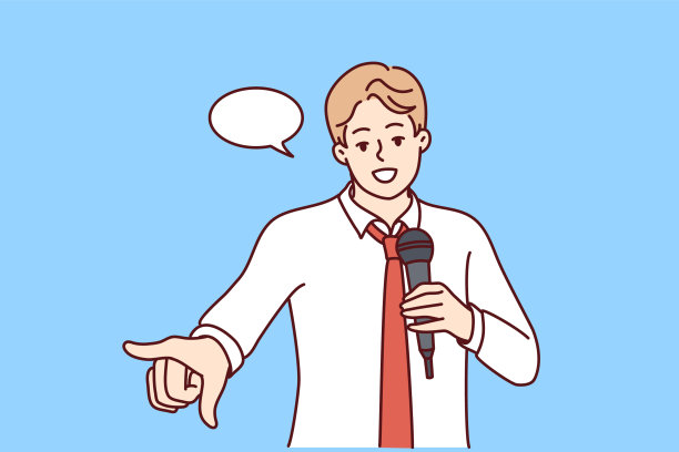 自信的商人拿着麦克风发表演讲图片 自信的商人拿着麦克风发表演讲图片下载