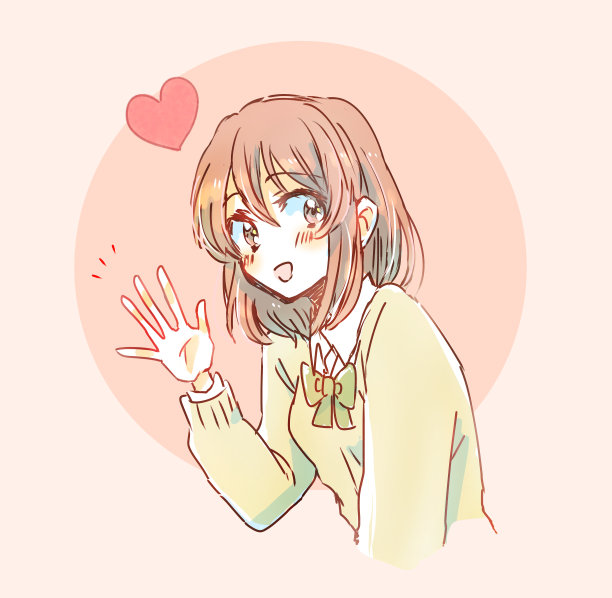 女学生挥手的插图图片 女学生挥手的插图图片下载