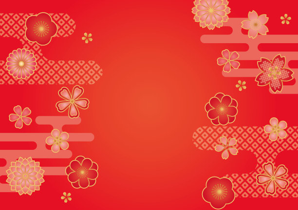 红色花朵日本图案背景网页图形图片 红色花朵日本图案背景网页图形图片下载