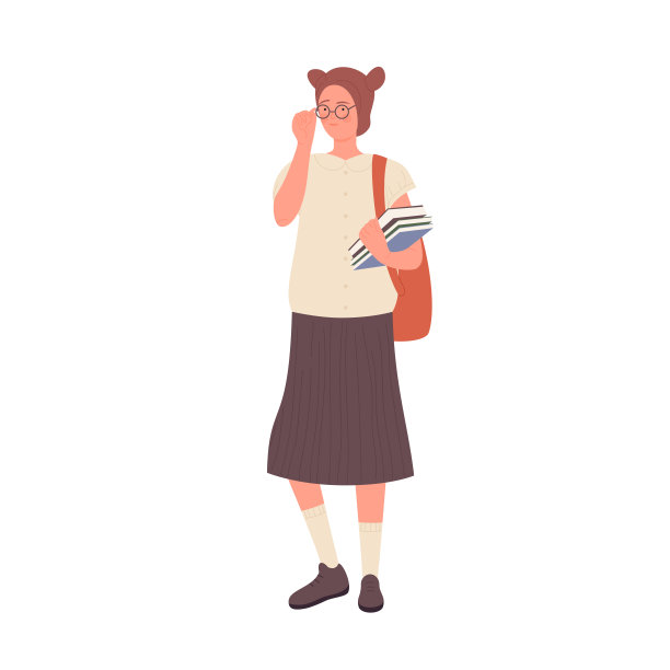 穿着校服站着的书呆子女孩图片 穿着校服站着的书呆子女孩图片下载
