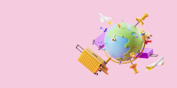 飞机,地球仪和漂浮的行李箱,旅行的概念。本空间图片 飞机,地球仪和漂浮的行李箱,旅行的概念。本空间图片下载
