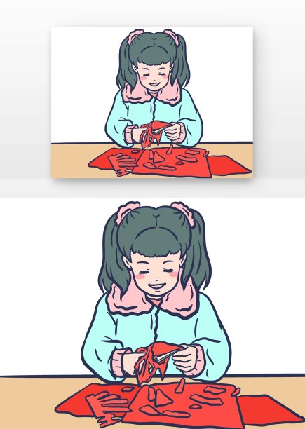 小寒剪窗花的女孩图片 小寒剪窗花的女孩图片下载