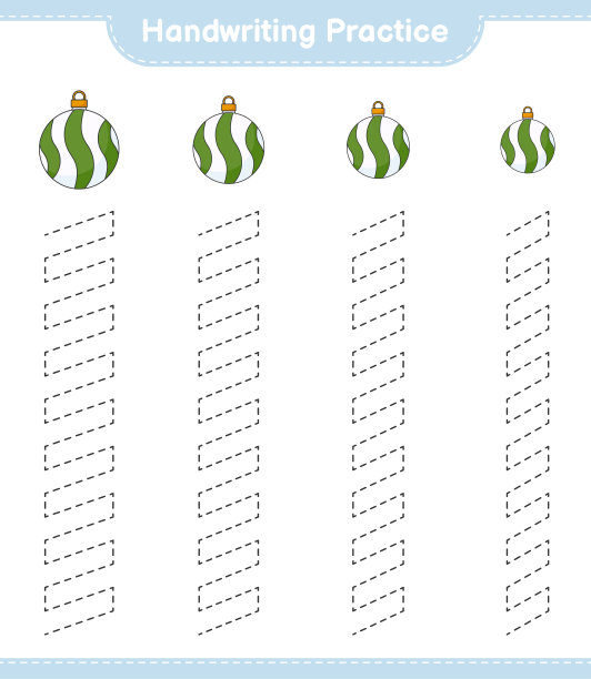书法练习。描画着圣诞舞会的线条。教育儿童游戏,可打印的工作表,矢量插图图片 书法练习。描画着圣诞舞会的线条。教育儿童游戏,可打印的工作表,矢量插图图片下载