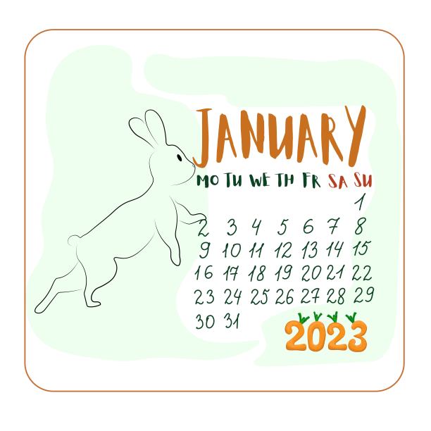 2023年1月与卡通风格的兔子,一月日历卡通风格与可爱的兔子,数字2023以胡萝卜的形式图片 2023年1月与卡通风格的兔子,一月日历卡通风格与可爱的兔子,数字2023以胡萝卜的形式图片下载
