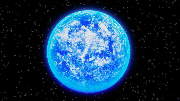 深空中的蓝色星球3d渲染图片 深空中的蓝色星球3d渲染图片下载