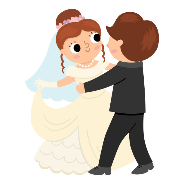 新娘和新郎的矢量插图。可爱的新婚夫妇。婚礼的标志。夫妻俩跳第一支舞的卡通婚礼场景。新婚夫妇图片 新娘和新郎的矢量插图。可爱的新婚夫妇。婚礼的标志。夫妻俩跳第一支舞的卡通婚礼场景。新婚夫妇图片下载