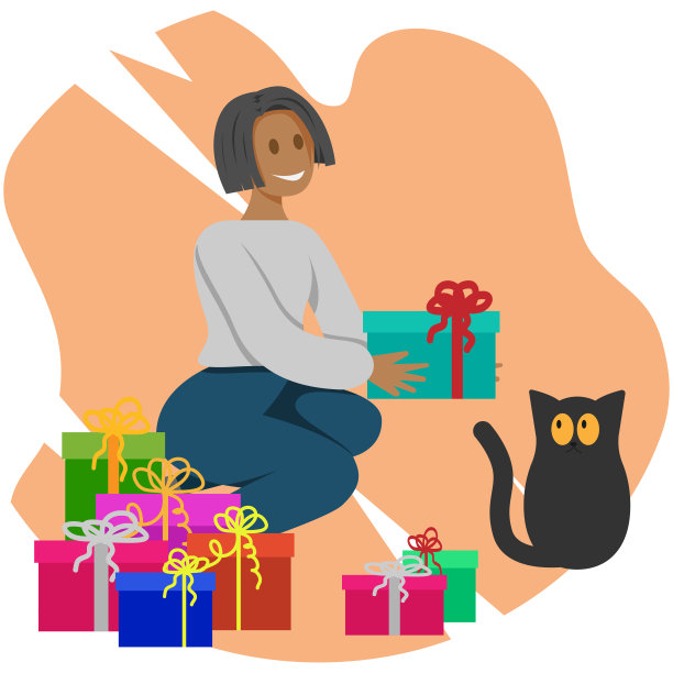 黑人女孩给猫送礼物图片 黑人女孩给猫送礼物图片下载
