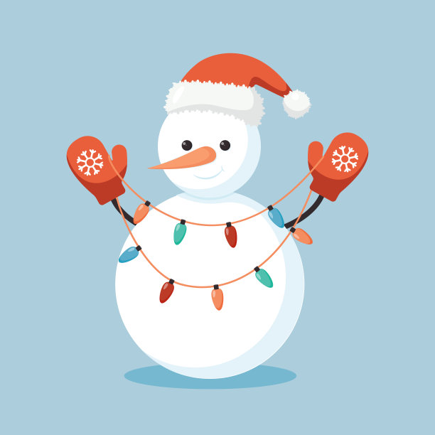 快乐的雪人戴着圣诞老人的帽子图片 快乐的雪人戴着圣诞老人的帽子图片下载