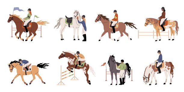 人们骑马。骑手穿着骑师服戴着头盔,专业的骑手,骑马训练,不同的种马,驰骋跳跃,男女人物,整齐的矢量集合图片 人们骑马。骑手穿着骑师服戴着头盔,专业的骑手,骑马训练,不同的种马,驰骋跳跃,男女人物,整齐的矢量集合图片下载