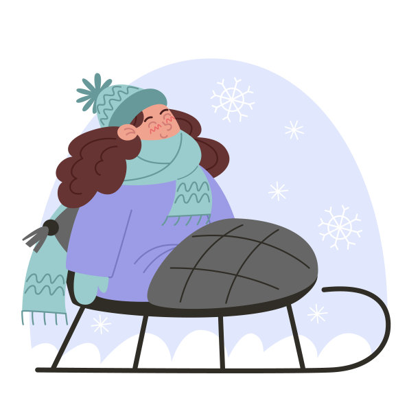 冬日里的小雪橇,扁平风格的插画图片 冬日里的小雪橇,扁平风格的插画图片下载