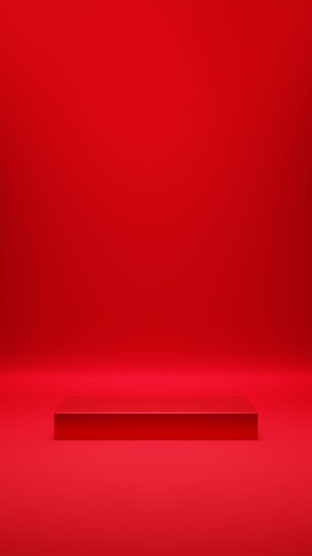 红色背景上的方形底座。背景材料。(垂直)图片 红色背景上的方形底座。背景材料。(垂直)图片下载