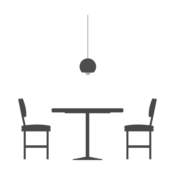 餐桌,椅子和照明在黑色,矢量插图图片 餐桌,椅子和照明在黑色,矢量插图图片下载