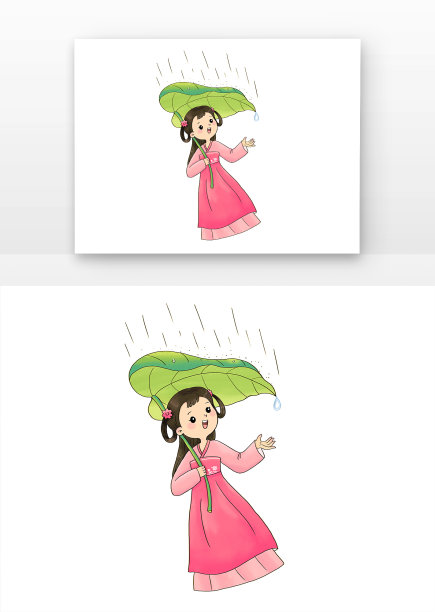 古风女孩手拿树叶躲春雨图片 古风女孩手拿树叶躲春雨图片下载