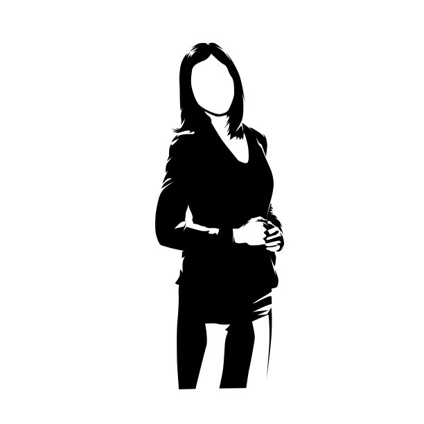 商业女人站着,抽象孤立的矢量剪影,正面视图图片 商业女人站着,抽象孤立的矢量剪影,正面视图图片下载